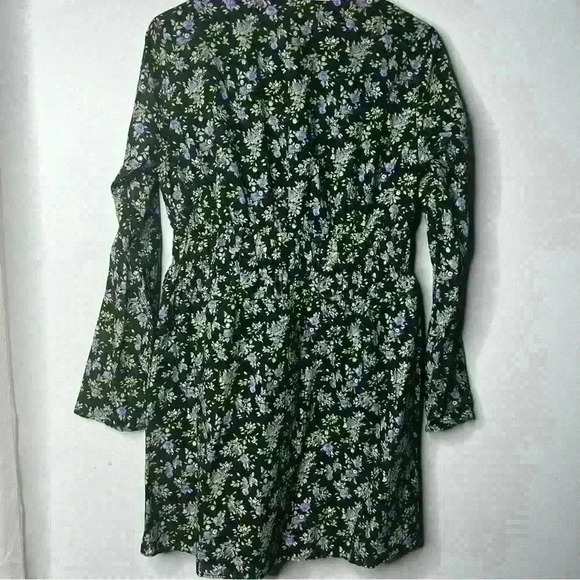 Zara Textured Weave Floral Mini Black Cottagecore Dress Medium - Picture 5 of 7